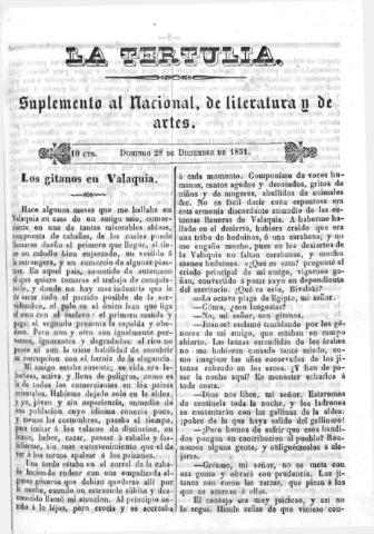 'La Tertulia periódico semanal de literatura y de artes' - 1851 diciembre 28