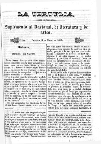 'La Tertulia periódico semanal de literatura y de artes' - 1852 enero 11