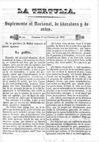 'La Tertulia periódico semanal de literatura y de artes' - 1852 febrero 15