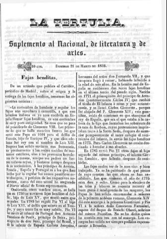 'La Tertulia periódico semanal de literatura y de artes' - 1852 marzo 21