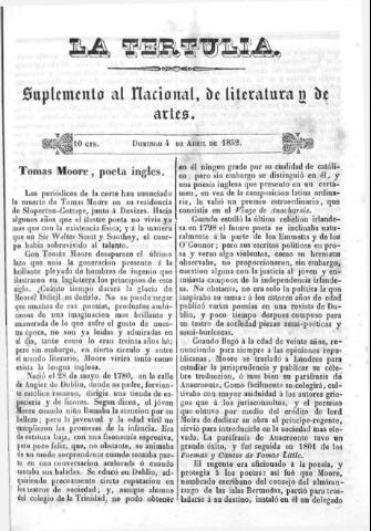 'La Tertulia periódico semanal de literatura y de artes' - 1852 abril 4