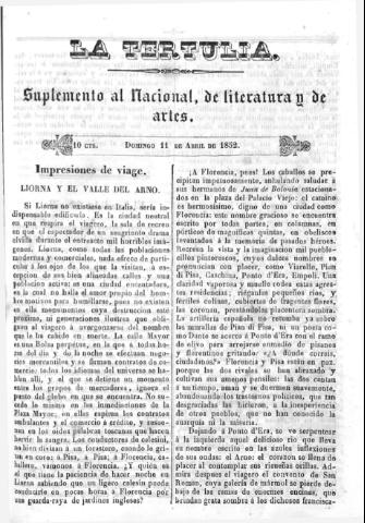 'La Tertulia periódico semanal de literatura y de artes' - 1852 abril 11