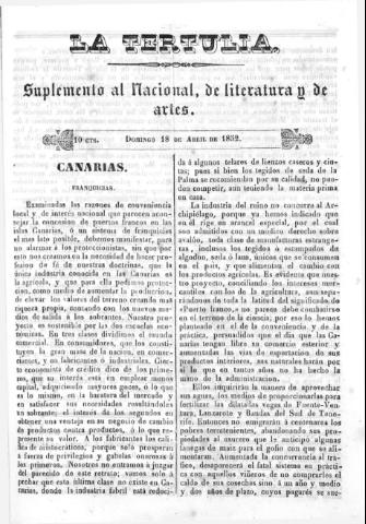 'La Tertulia periódico semanal de literatura y de artes' - 1852 abril 18
