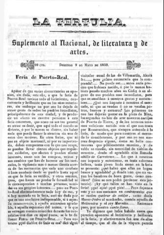 'La Tertulia periódico semanal de literatura y de artes' - 1852 mayo 9