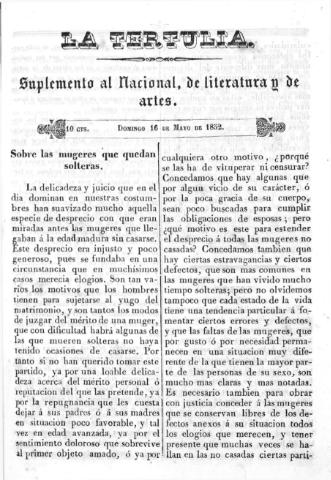 'La Tertulia periódico semanal de literatura y de artes' - 1852 mayo 16