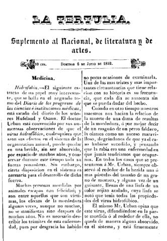 'La Tertulia periódico semanal de literatura y de artes' - 1852 junio 6
