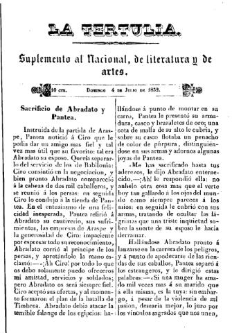 'La Tertulia periódico semanal de literatura y de artes' - 1852 julio 4