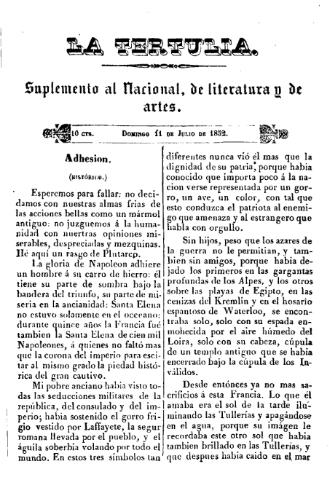 'La Tertulia periódico semanal de literatura y de artes' - 1852 julio 11