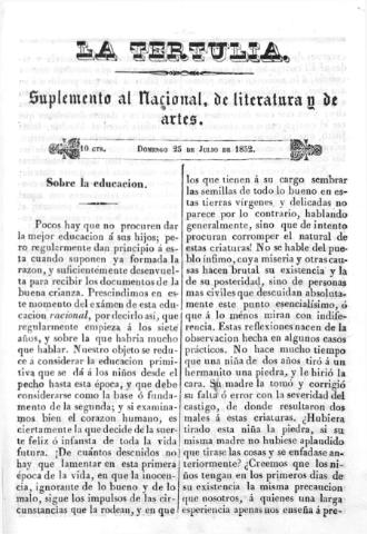 'La Tertulia periódico semanal de literatura y de artes' - 1852 julio 25