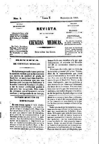 'Revista de la Facultad de Ciencias Médicas.' - Número 2 - 1844 diciembre 9