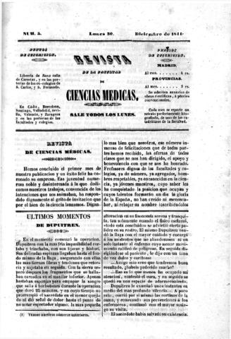 'Revista de la Facultad de Ciencias Médicas.' - Número 5 - 1844 diciembre 30
