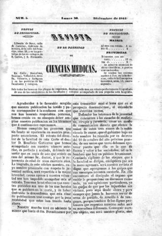 'Revista de la Facultad de Ciencias Médicas.' - Número 5 - 1844 diciembre 30