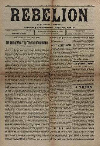 'Rebelión' - Año 1 Número 7 - 1919 diciembre 27