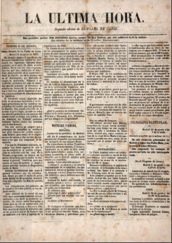 'La Última hora' - 1871 agosto 11