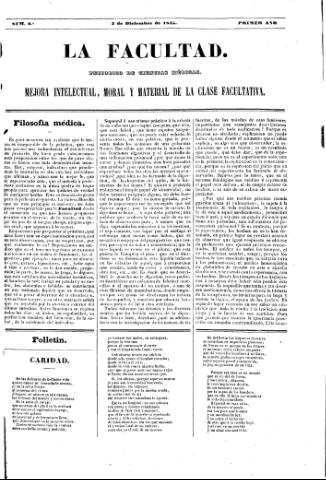 'La Facultad :  periódico de ciencias médicas.' - Año 1 Número 6 - 1845 diciembre 3