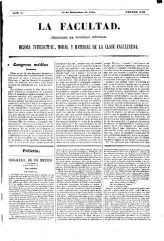 'La Facultad :  periódico de ciencias médicas.' - Año 1 Número 9 - 1845 diciembre 14