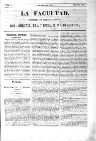 'La Facultad :  periódico de ciencias médicas.' - Año 1 Número 21 - 1846 marzo 1