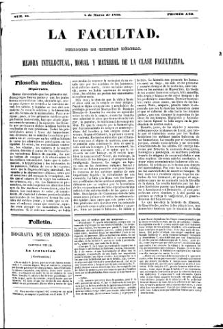 'La Facultad :  periódico de ciencias médicas.' - Año 1 Número 22 - 1846 marzo 8