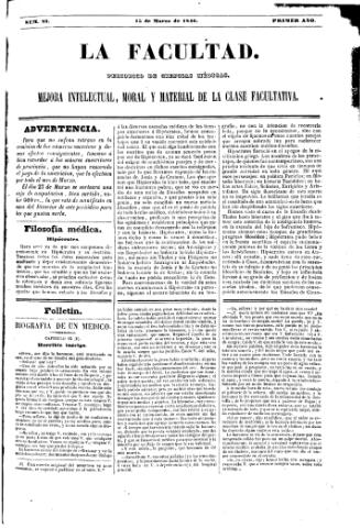 'La Facultad :  periódico de ciencias médicas.' - Año 1 Número 23 - 1846 marzo 15