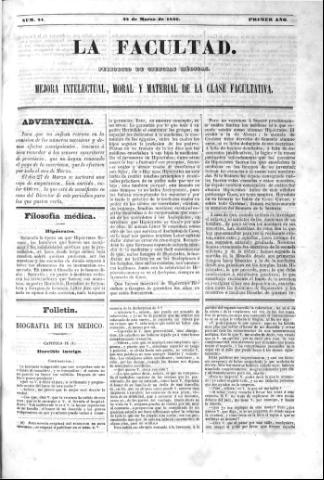 'La Facultad :  periódico de ciencias médicas.' - Año 1 Número 24 - 1846 marzo 22