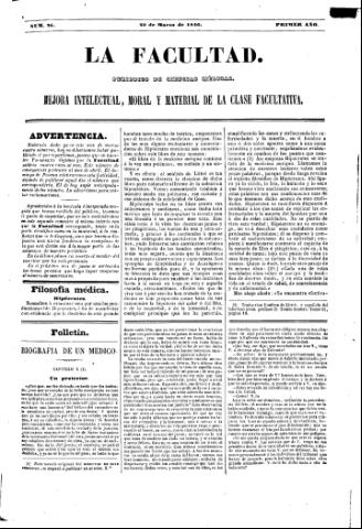 'La Facultad :  periódico de ciencias médicas.' - Año 1 Número 25 - 1846 marzo 29