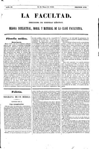 'La Facultad :  periódico de ciencias médicas.' - Año 1 Número 32 - 1846 mayo 24