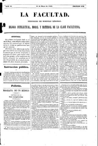 'La Facultad :  periódico de ciencias médicas.' - Año 1 Número 33 - 1846 mayo 31