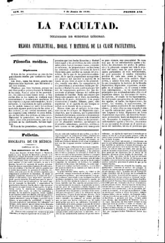 'La Facultad :  periódico de ciencias médicas.' - Año 1 Número 34 - 1846 junio 7