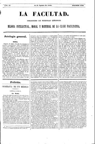 'La Facultad :  periódico de ciencias médicas.' - Año 1 Número 43 - 1846 agosto 16
