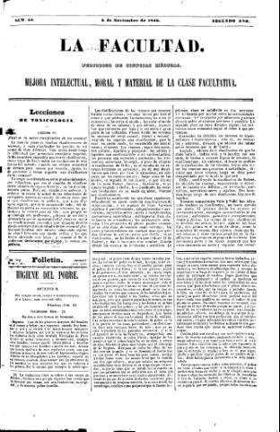'La Facultad :  periódico de ciencias médicas.' - Año 2 Número 54 - 1846 noviembre 5