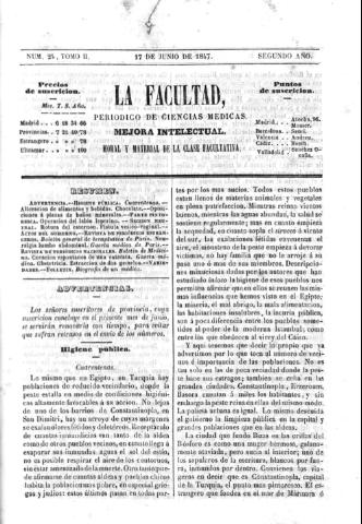 'La Facultad :  periódico de ciencias médicas.' - Tomo 2 Año 2 Número 24 - 1847 junio 17