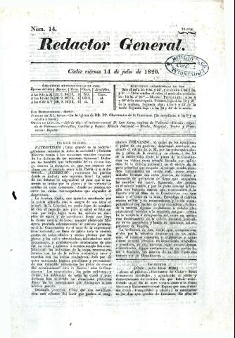 'El Redactor general' - Número 14 - 1820 julio 14