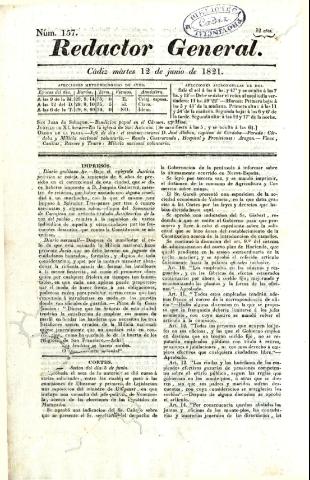 'El Redactor general' - Número 157 - 1821 julio 12