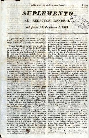 'El Redactor general' - 1821 febrero 22