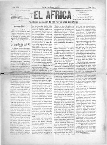 'El África  : Periódico semanal de las Posesiones Españolas' - Año XIV Número 730 - 1900 enero 6