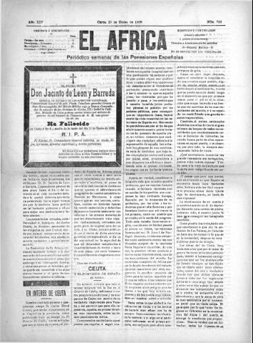'El África  : Periódico semanal de las Posesiones Españolas' - Año XIV Número 732 - 1900 enero 20