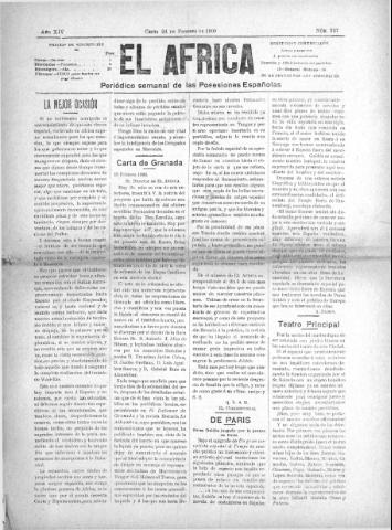 'El África  : Periódico semanal de las Posesiones Españolas' - Año XIV Número 737 - 1900 febrero 24