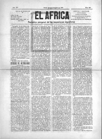 'El África  : Periódico semanal de las Posesiones Españolas' - Año XV Número 827 - 1901 octubre 26