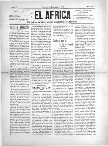'El África  : Periódico semanal de las Posesiones Españolas' - Año XV Número 830 - 1901 noviembre 16