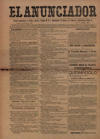 'El anunciador : periódico independiente de noticias y anuncios' - Año 9 Número 310 - 1899 octubre 