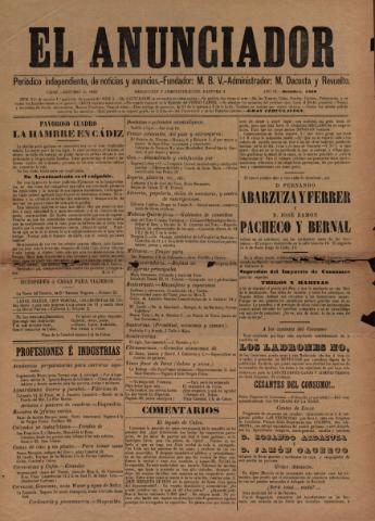 'El anunciador : periódico independiente de noticias y anuncios' - Año 9 Número 311 - 1899 octubre 