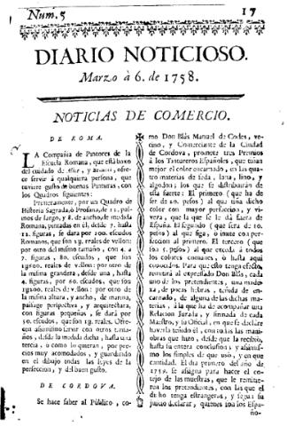 'Diario noticioso, curioso, erudito y comercial público y económico' - Número 5 - 1758 marzo 6