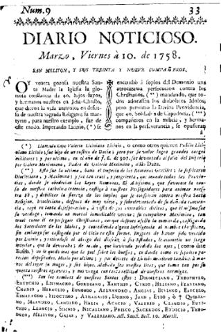'Diario noticioso, curioso, erudito y comercial público y económico' - Número 9 - 1758 marzo 10