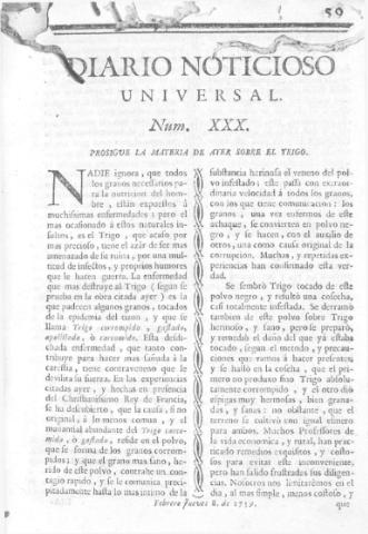 'Diario noticioso, curioso, erudito y comercial público y económico' - Número 30 - 1759 febrero 8