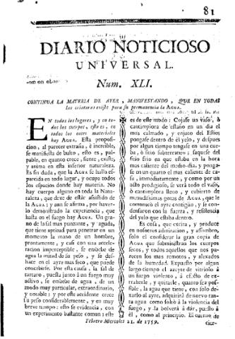 'Diario noticioso, curioso, erudito y comercial público y económico' - Número 41 - 1759 febrero 21