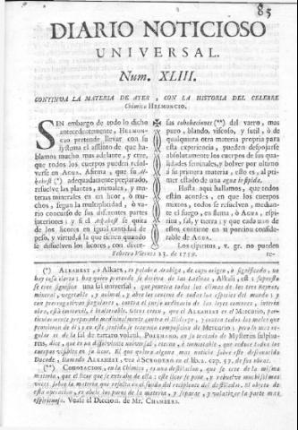 'Diario noticioso, curioso, erudito y comercial público y económico' - Número 43 - 1759 febrero 23
