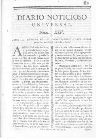 'Diario noticioso, curioso, erudito y comercial público y económico' - Número 45 - 1759 febrero 26