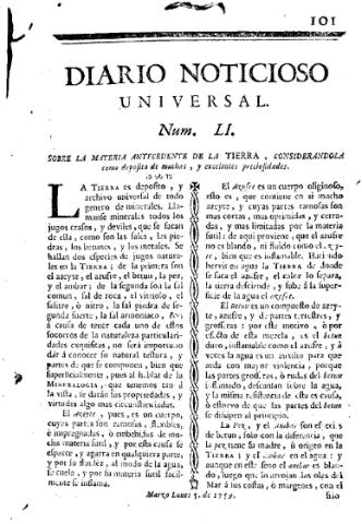 'Diario noticioso, curioso, erudito y comercial público y económico' - Número 51 - 1759 marzo 5