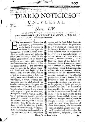 'Diario noticioso, curioso, erudito y comercial público y económico' - Número 54 - 1759 marzo 8