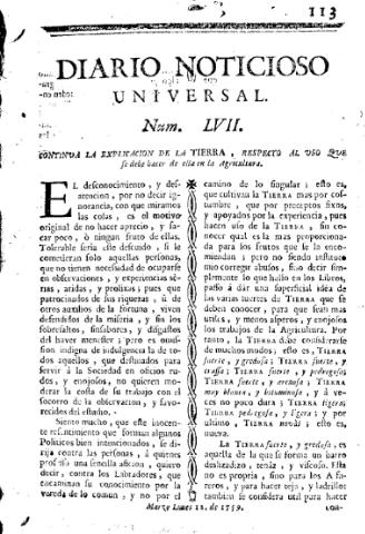 'Diario noticioso, curioso, erudito y comercial público y económico' - Número 57 - 1759 marzo 12